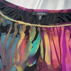 Women’s blouse, medium. Mixed animal print, vibrant multi colored.